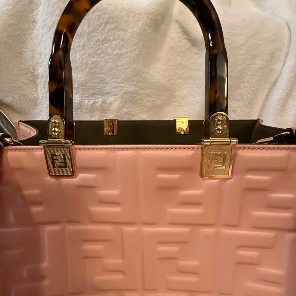 Fendi Blush Pink Embossed Tote - Picture 3 of 9